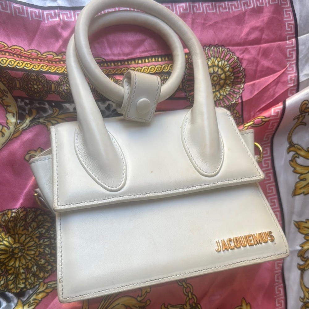 Jacquemus White Mini Bag with Gold Accents